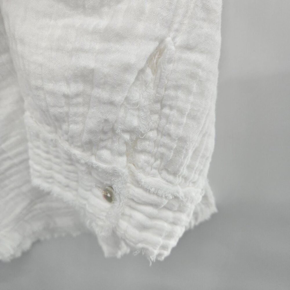 Natural Life White Gauze V-Neck Textured Cotton Long Sleeved Blouse Size Small - Picture 6 of 10